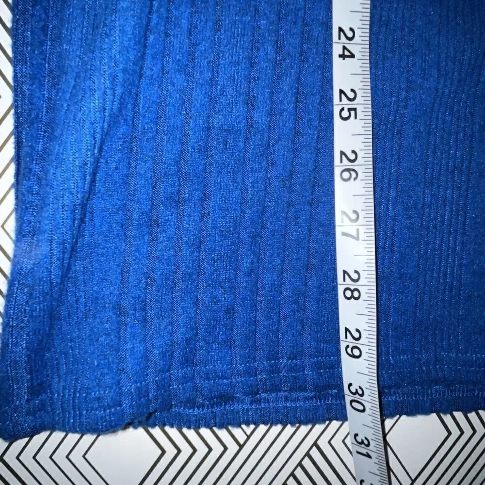 Umgee Ribbed Skirt Size Medium Royal Blue Pull‎ On High Waist Side Slit Casual